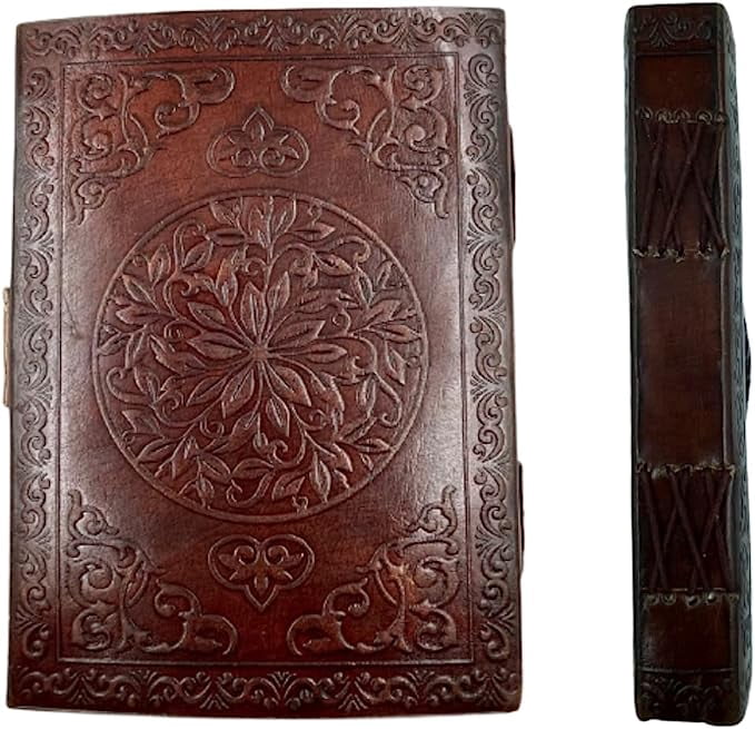 OVERDOSE Double Dragon with Stone C-Lock Leather Journal Diary Notebook - Handmade Journal For Students Office Bound Leather Journal for men & women Notebook - 5 x 7 inches | 12 x 17 cm | A6