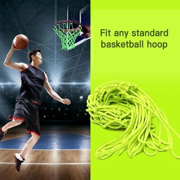Nightlight Basketball Net Nylon Glowing Basketball Hoop Rim Net 12 Loops Standard Size Glowing Basketball Net Sun Powered