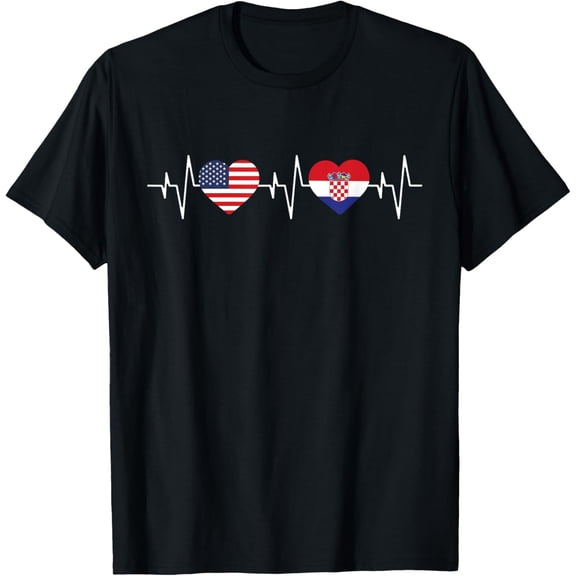 men and women can wear，Croatian heritage USA Croatia American Flag Croatian Flag T-Shirt