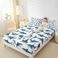 thumbnail image 4 of Feelyou Cartoon Sea Shark Twin Sheet Sets, Cute Marine Animal Bedding, 3-Piece, 4 of 7