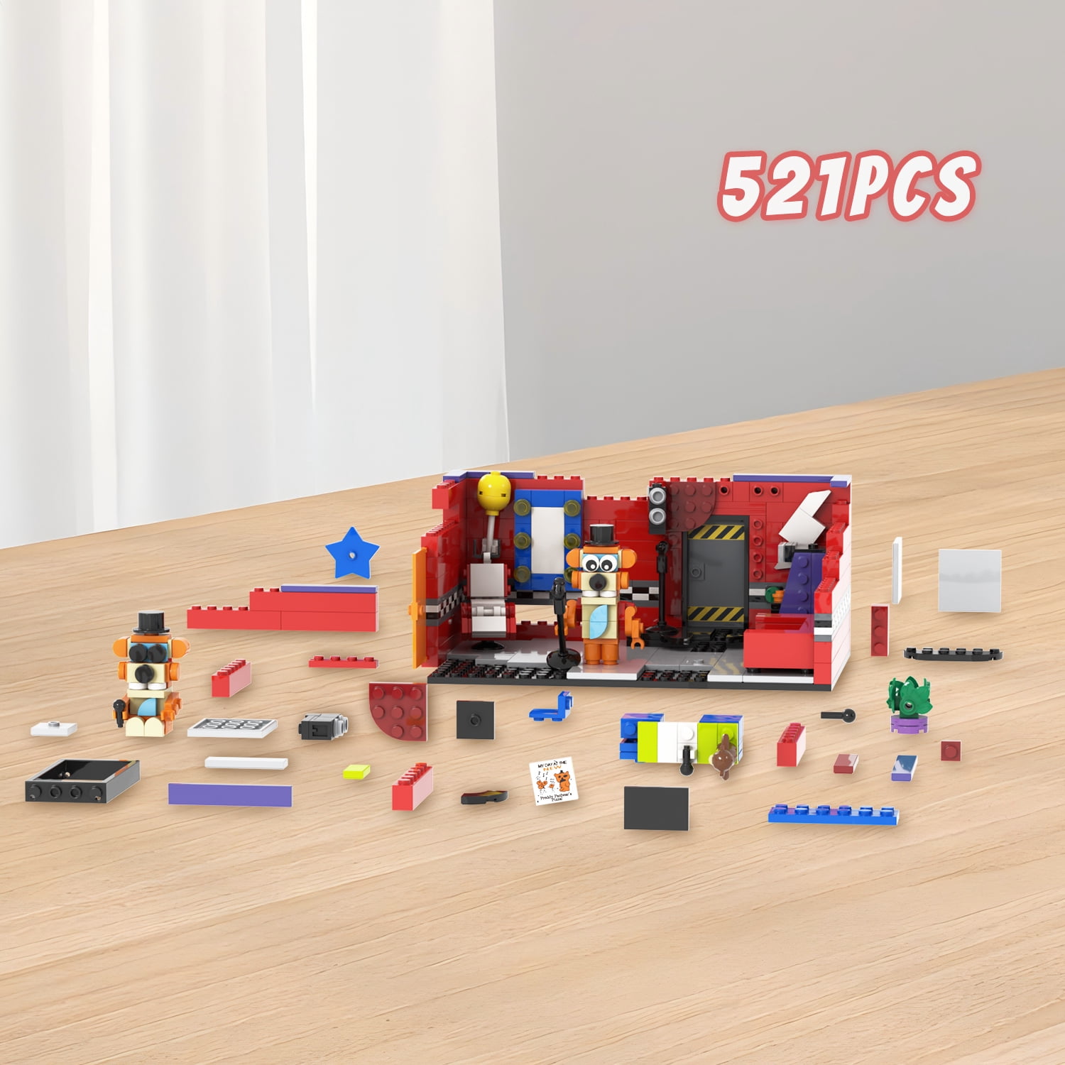 MOOXI Five Nights Security Breach Freddy Dressing Room Building Set,FNAF Classic Horror Game Scene Kit Compatible with Lego,Gifts for Kids(521pcs)