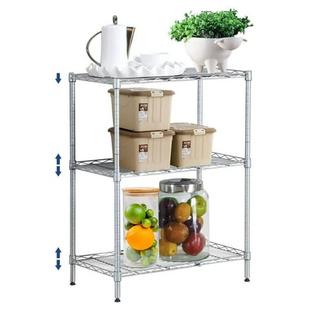 

Galaxera 3 Tier Adjustable Wire Shelf 3 Tier Metal Storage Shelves with Leveling Feet Silver Wire Rack Shelving Unit 200Lbs Capacity 13.5 D X 23 W X 31.5 H For Kitchen Pantry Laundry Basement