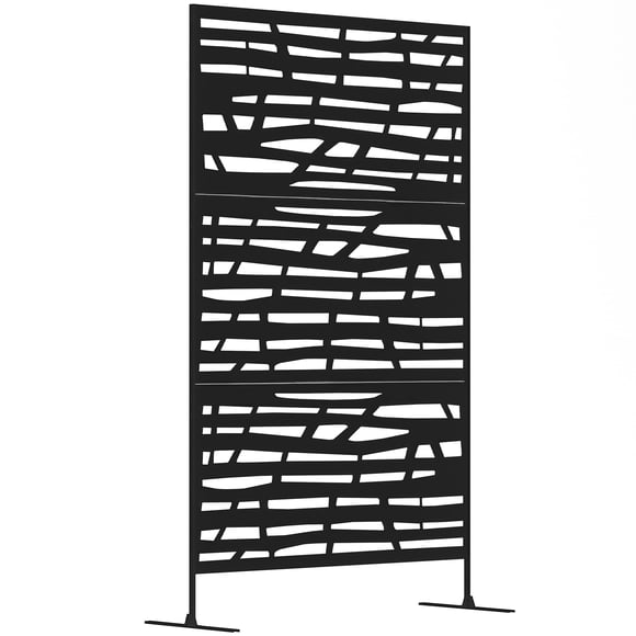 Outsunny Écran d'Intimité Extérieur en Métal, Séparateur Extérieur Décoratif, Noir