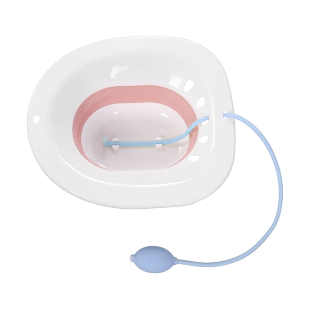 Bath Toilet Bath Squat Free Reduce Pain Spill Proof Water Massage Foldable Sitz Bath with Flusher for Postpartum