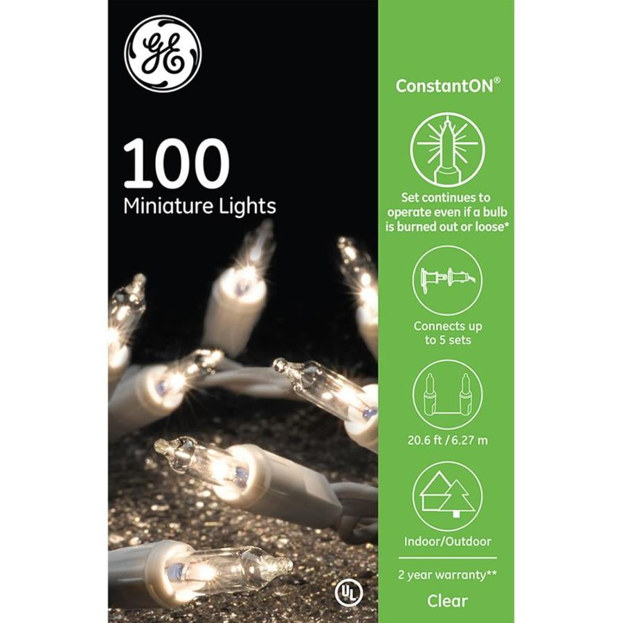 GE 100 Clear Miniature Lights On Green Wire String-A-Long 20.6 Ft-Holiday Time
