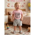 thumbnail image 5 of BemeyourBBs Toddler Baby Girls Summer Clothes Infant Baby Girl Raccoon Outfit Cute but Feral Letters Print Short Sleeve Raccoon Print T Shirt Tops with Pockets Shorts 2Pcs Set, 5 of 9