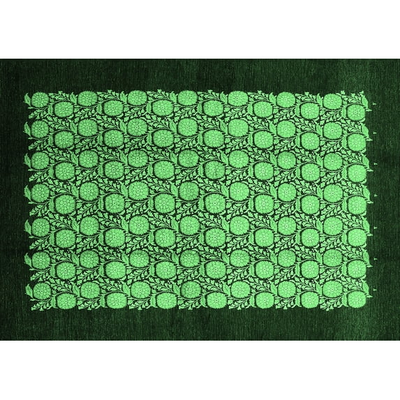 Ahgly Company Indoor Rectangle Oriental Emerald Green Industrial Area Rugs, 6' x 9'
