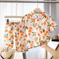 thumbnail image 2 of Kid Boys Girl Clothes Shorts Set 2 Piece Outfits Summer Casual Short Sleeve Top and Shorts Set for Girls 4-7 Orange 6-7 Years, 2 of 4