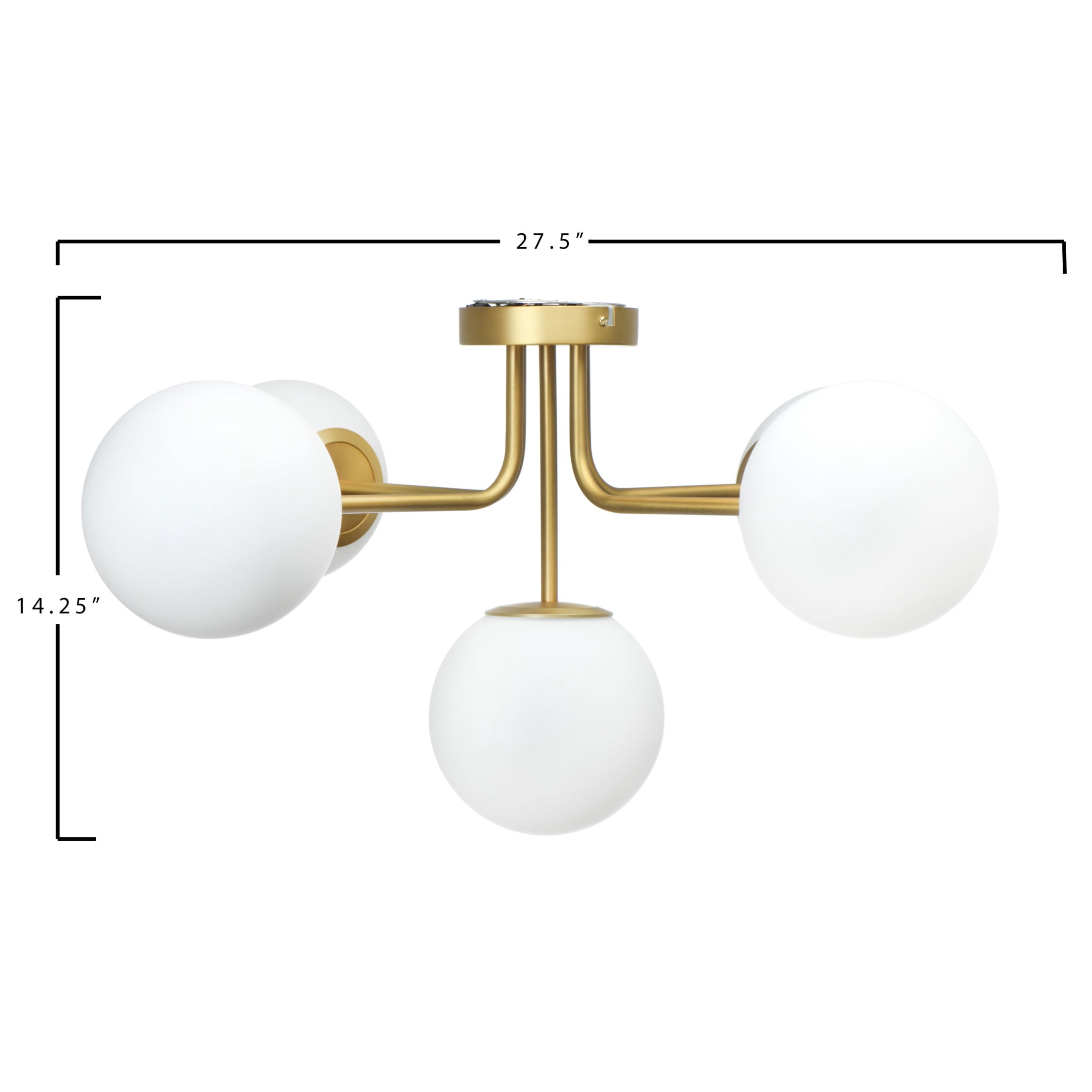 Creative Co-Op Sputnik Flush Mount Opal Glass Ceiling Light, Brushed Gold