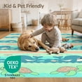 thumbnail image 4 of ODIKA 6'x9' Washable Area Rug Sea Turtle Cartoon Ocean Animal With Wave Stripe Accents Whale Flowing Dynamic for Dining Room, Under Table, Office Décor, Non-Slip Chair-Friendly, 4 of 7