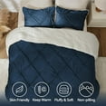 thumbnail image 6 of Pituck Fluffy Queen Comforter Set - Super Soft Sherpa Navy Comforter for Queen Size Bed, Luxury Warm Bedding Set for Winter, Fuzzy Bed Set 3 Pieces (1 Comforter, 2 Pillowcases), 6 of 8
