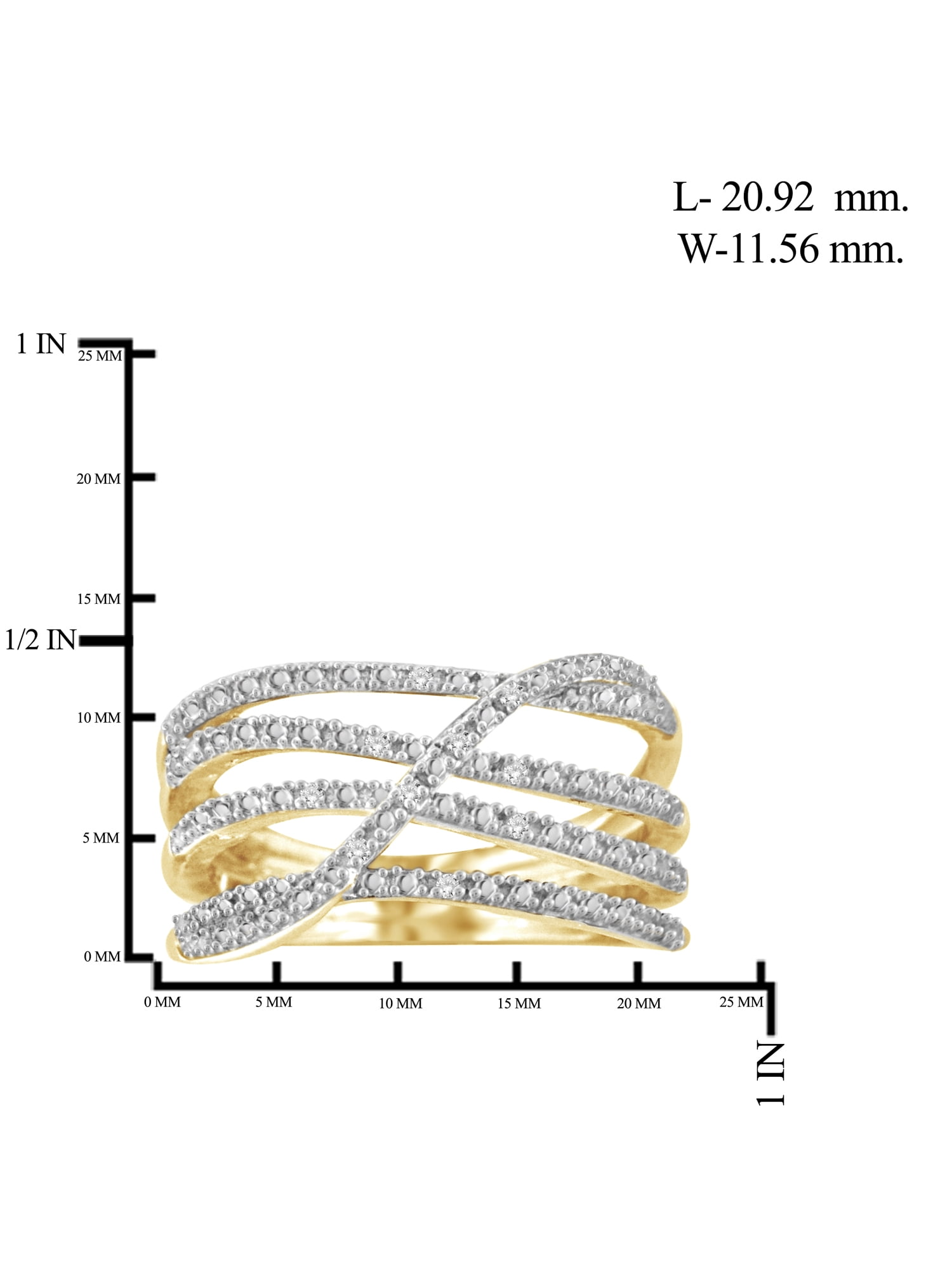 JewelersClub 14K Gold Plated Silver Accent White diamond Open Ring for Women | Diamonds for Everyday Womens Wear