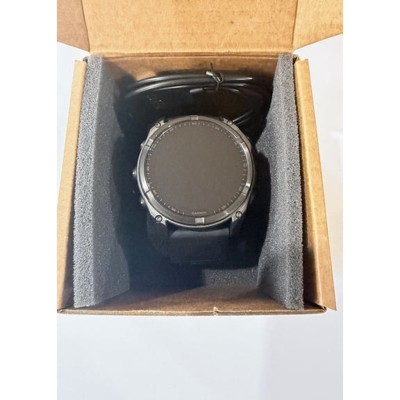 Open Box Garmin fenix 8  51 mm, Solar, Sapphire, Premium Multisport GPS Smartwatch, Long-Lasting Battery Life, Dive-Rated, Built-in LED Flashlight, Carbon Gray DLC Titanium with Pebble Gray Band