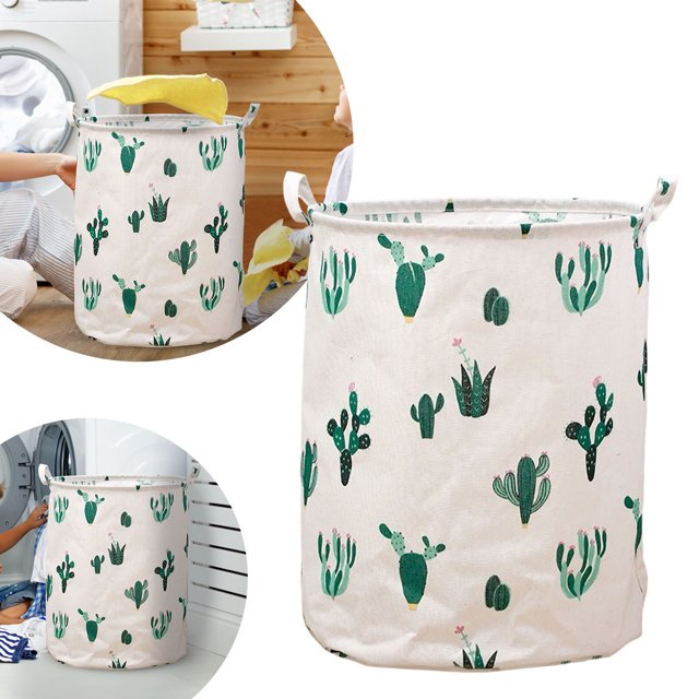 Patterned Linen Laundry Hamper Large Open Top with Breathable -Blend Fabric for Bedroom or Bathroom Durable Round Cylindrical Design for Clothes with Easy