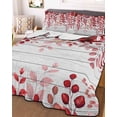 thumbnail image 3 of Quilts King Size Bedding Set, Red Eucalyptus Leaves Lightweight Quilted Comforter, Summer Botanical Weeping Wooden Soft Reversible Bedspread Coverlet with Pillow Covers for All Season, 96" x 106", 3 of 7