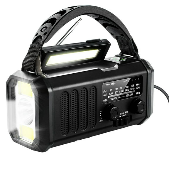 Upgrade 20000mAh Emergency Weather Radio FM/AM/,Hand Crank Radio,Flashlight,Solar Powered for Outdoor Camping Black