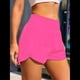 thumbnail image 4 of Pantalones Cortos Deportivos de Cintura Alta para Mujer, con Bolsillos, Elásticos, para Gimnasio. Rosa Roja S, 4 of 5