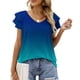 thumbnail image 1 of Camiseta Holgada de Manga Corta con Cuello en V Estampada Fiudx a la moda para mujer, 1 of 4