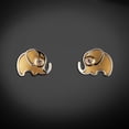 thumbnail image 3 of Aretes de oro 14K broquel Elefantito GIALLO oro blanco amarillo y zirconia, 3 of 4