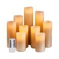 thumbnail image 2 of Velas sin llama que funcionan con pilas, velas parpadeantes, LED impermeables para exteriores con mando a distancia y temporizador, marfil, juego de 9, 2 of 5