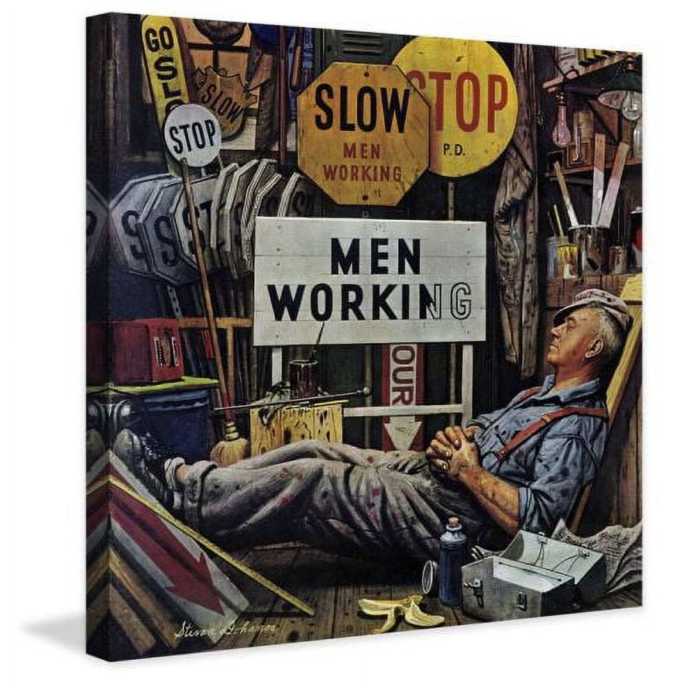 "Men Working" Painting Print on Canvas