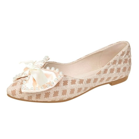 

Puawkoer Women Flat Soft Sole Solid Color Single Shoes Casual Shoes Flat Soft Sole Solid Color Breathable Slip On Casual Shoes