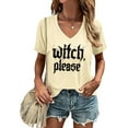 thumbnail image 2 of Women Halloween V Neck Shirt Halloween Witch Please T-Shirt Vintage Witches Short Sleeve Tee Tops, 2 of 6