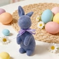 thumbnail image 2 of Easter Bunny Decorations Flocking Bunny Statue Miniature Rabbit Figurine Housewarming Gift Rabbit Desktop Ornament For Easter Home Desktop Table Decor - Purple 8.5"X3.5"X3.1", 2 of 7