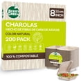 thumbnail image 1 of 200 Platos Contenedores Charolas Desechables Almeja Biodegradables 8x8'' Berry Green Compostables, 1 of 5