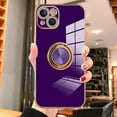thumbnail image 2 of Funda compatible con iPhone 14 Plus de 6,7 pulgadas para mujeres y niñas, con anillo magnético giratorio de 360 grados, soporte de pie, suave, delgada, a prueba de golpes (morado oscuro), 2 of 8