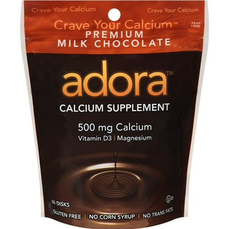 Adora 496844 Calcium Supplement Milk Chocolate 500 Mg 30 Chewables Case Of 12