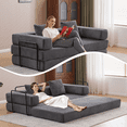 thumbnail image 6 of Living Room Sofas Floor Couch,Compression Sofa,Convertible Floor Sofa Bed-with Pillow Back Support Armrest,Comfy Futon Couch Lounge Sleeper Bed,Corduroy Fabric,for Living Room Bedroom (dark grey),Com, 6 of 12