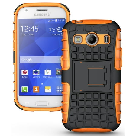 - NAKEDCELLPHONE NEON ORANGE GRENADE GRIP RUGGED TPU SKIN HARD CASE COVER STAND FOR SAMSUNG GALAXY ACE STYLE LTE SM-G357FZ PHONE (aka ACE 4 SM-G357)