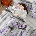 thumbnail image 4 of Castle Fairy Floral Purple Lavender Bedding Comforter Set 7 Pieces for Boys Girls,Flying Butterflies Full Bedding Set Lightweight,Old Barn Door Fitted Sheet Flat Sheet,Lightweight Room Decor, 4 of 8