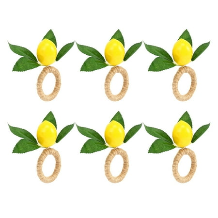 

Napkin Holders Napkin Rings Set of 6 Decorative Lemon Vine Leaf Napkin Rings Dinning Table Setting Yellow Napkin Buckle Napkin Holders