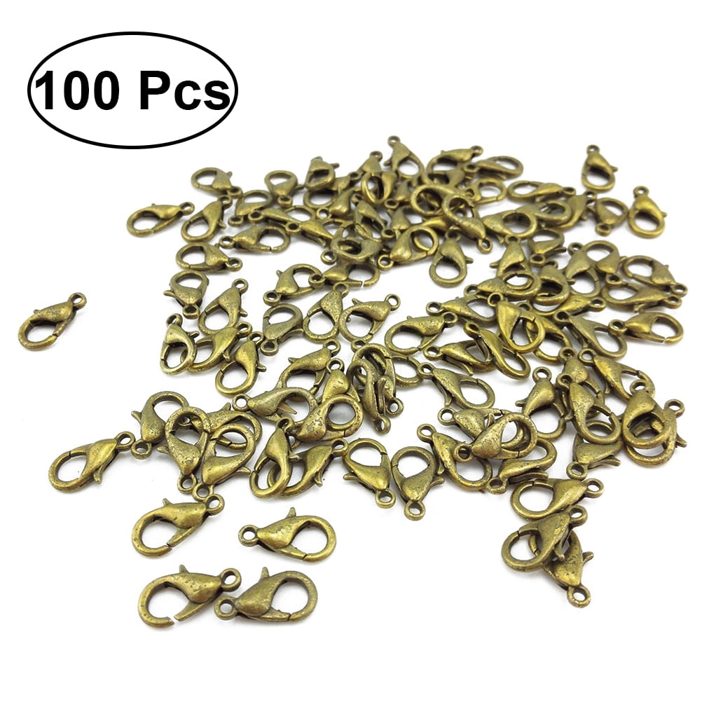 OUNONA 100pcs 7x12mm Curved Lobster Clasps Lobster Claw Clasps DIY Jewelry Fastener Hook