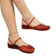 thumbnail image 6 of Willtoo Women's Jelly Shoes Slip on Mules Sandals Pointy Square Toe Strap Mary Jane Slides Low Heel Hollow Out Transparent Glitter Beach Summer Vacation, 6 of 6