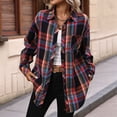 thumbnail image 4 of Womens Oversized Flannel Shirts Button Down Long Sleeve Plaid Shirt Business Casual Blouse Top Black & Red S, 4 of 6