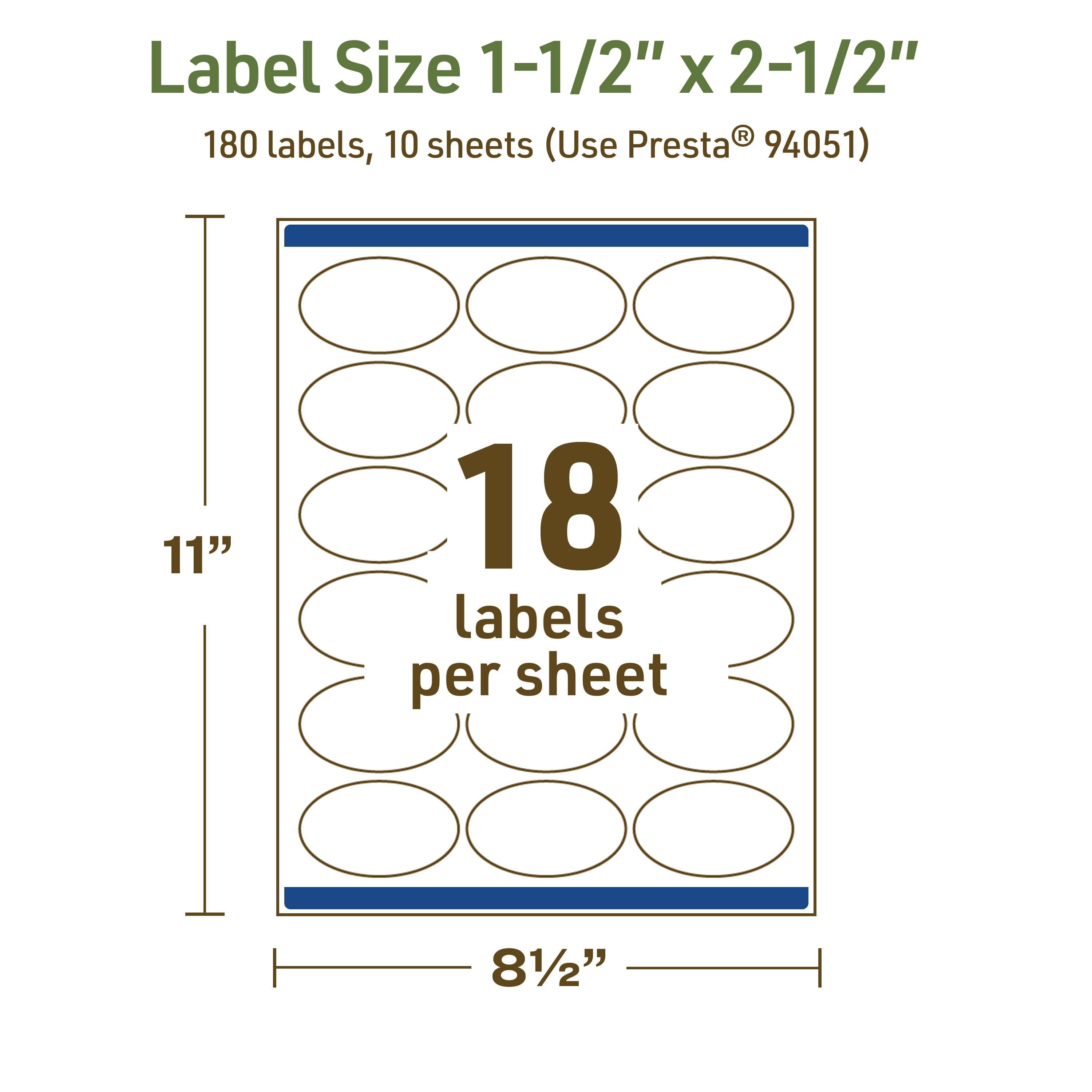 Avery Dissolvable Oval Labels, 1.5" x 2.5", 180 Labels