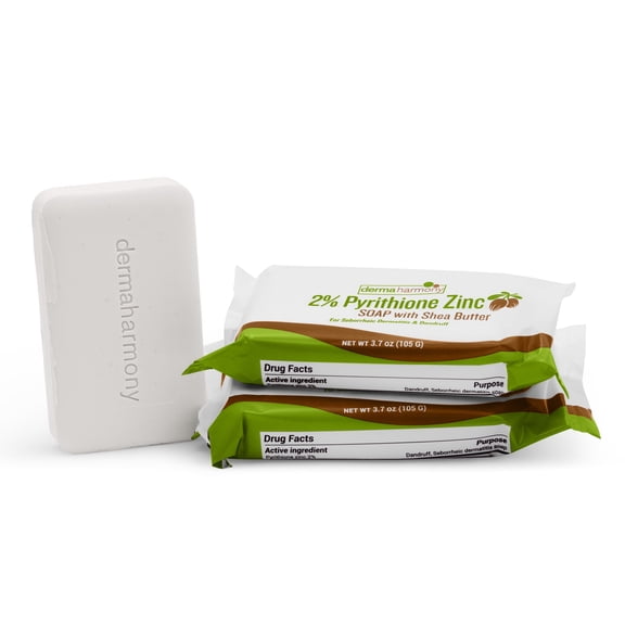 DermaHarmony  2% Zinc Pyrithione (ZNP BAR) Shea Butter Soap (3 Bars) 3.7 oz ea