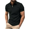 thumbnail image 2 of ZRGHAOYLQ Henley Shirt Big and Tall Mens Quater Zip Shirts Short Sleeve Plus Size Solid Tees Slim Fit Cooling Dress Shirt Lightweight Workout T Shirts, 2 of 6