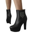 thumbnail image 1 of Women's Rhinestones Platform Dress Boots Sparkly Leather High Heels Ankle Booties Winter Fall Slip on Short Boots for Ladies 2025, 1 of 6