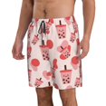 thumbnail image 2 of KLL Boba Milk Tea Men's Casual Summer Beach Shorts Hawaiian Shorts with Pockets-X-Large, 2 of 5