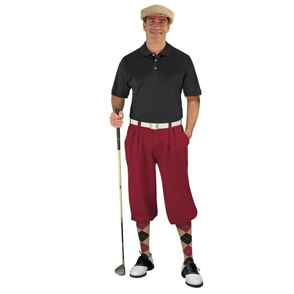 Golf Knickers Start-in-Style Traditional (Plus Fours) Outfit for Men - Maroon - 30"