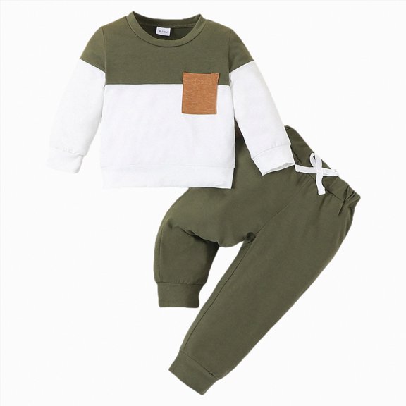 Toddler Clothes For Boys Kids Autumn Winter Solid Color Long Sleeve Drawstring Pants 1T 2T 3T 4T 5T 6T Pullover Sweatshirt and Set 2 PC