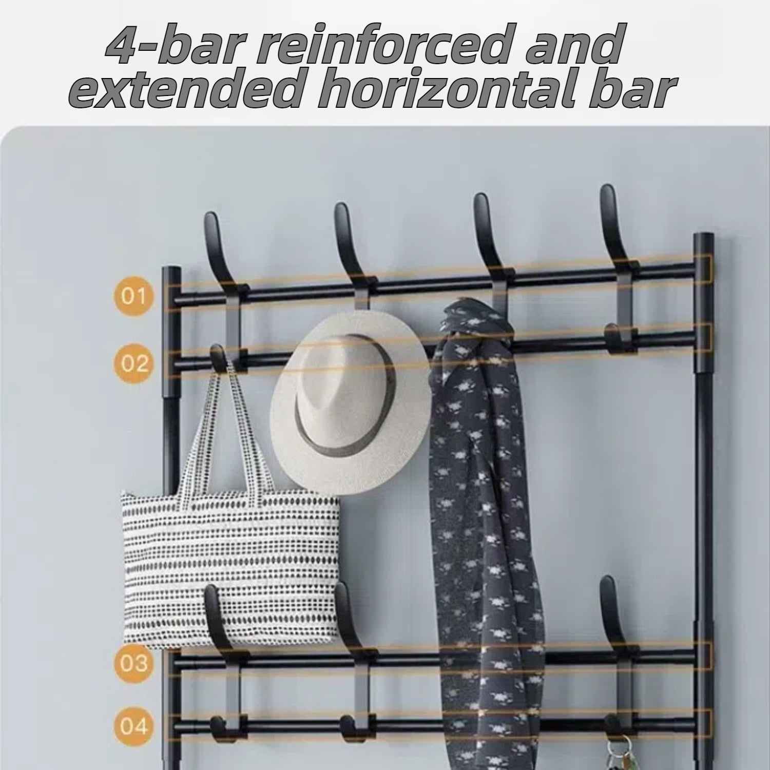 3-in-1 Entryway Coat Rack with Shoe Rack, Coat Rack With Shoe Storage， Multipurpose Hat and Shoe Storage Rack with 5-Tier 8 Hooks, Suitable for Hat, Clothes, Shoes, Key-Black