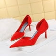 thumbnail image 4 of Zapatos de tacón alto sexys de moda para mujer, zapatos de tacón alto para boda, zapatos de tacón alto para mujer con boca poco profunda y puntiaguda, zapatos de tacón de tela para novias individuales, 4 of 5