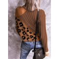 thumbnail image 4 of Womens Cold Shoulder Oversized Turtleneck Sweaters Long Sleeve Chunky Solid Color Knitted Pullover Outwear Coat, 4 of 4