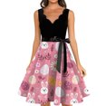 thumbnail image 4 of LWavelet Women's Sleeveless Scalloped Neck Fit-and-Flare Dress, Pastel Easter Egg & Floral Print with Satin Bow Belt for Holiday & Party Outfits Pink XL, 4 of 4