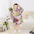 thumbnail image 6 of FORMRS Wearable Blanket Hoodie with Sleeves for Kids Cozy Flannel Sweatshirt, Pink Blueberries, 6 of 7